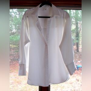Elegant White H&M Satin Feel Button-Up Shirt